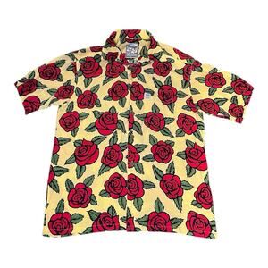 MAMBO LOUD Vintage Rare Button Hawaiian Shirt Floral Bruce‎ Goold’s Roses Large